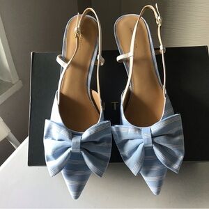 BRAND NEW Ann Taylor Bow Slingback Kitten Heel Pumps S10 - Beautiful!